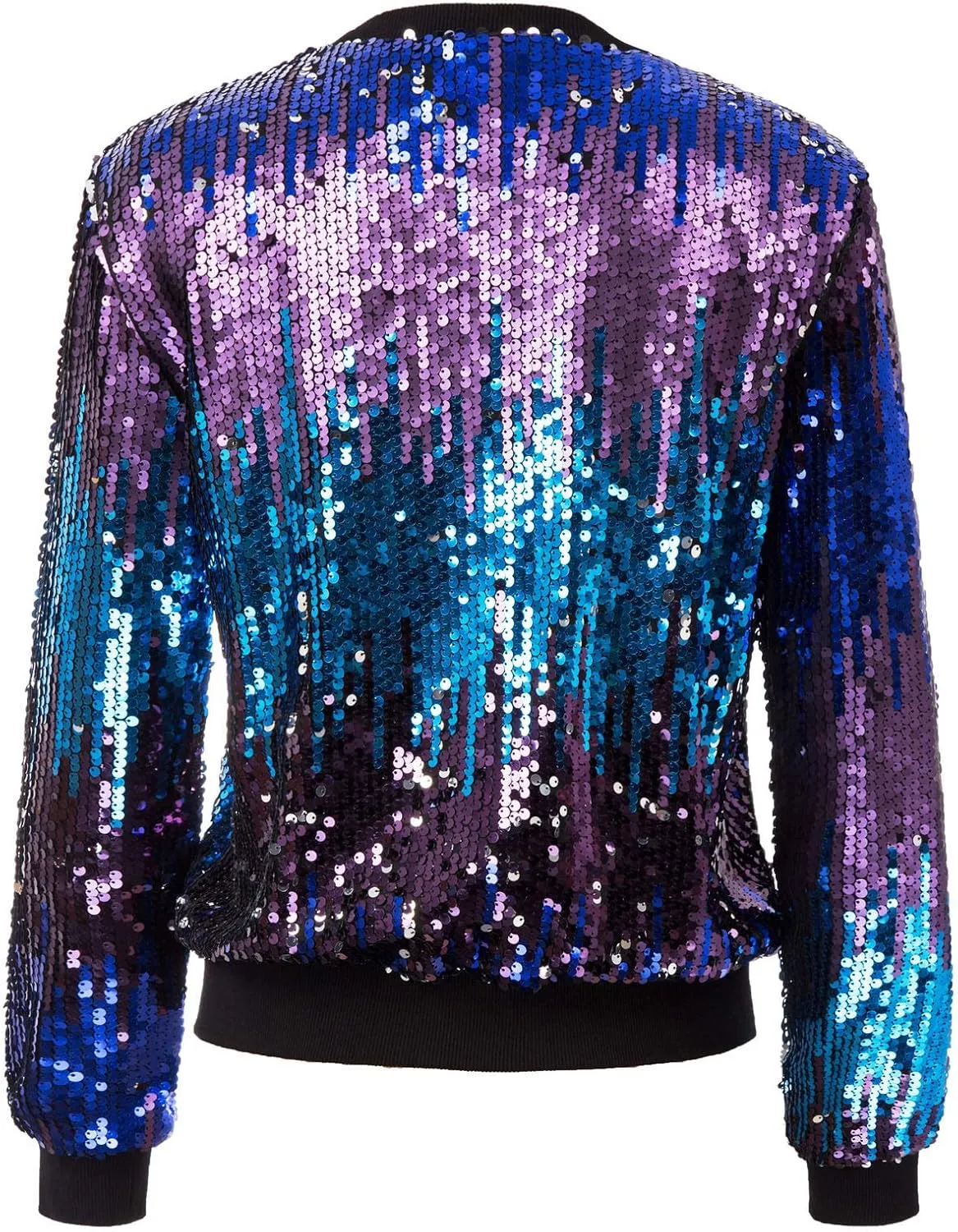 KANCY KOLE Womens Sequin Jacket with Pockets Casual Long Sleeve Front Zip Party Bomber Blazer S-2XL