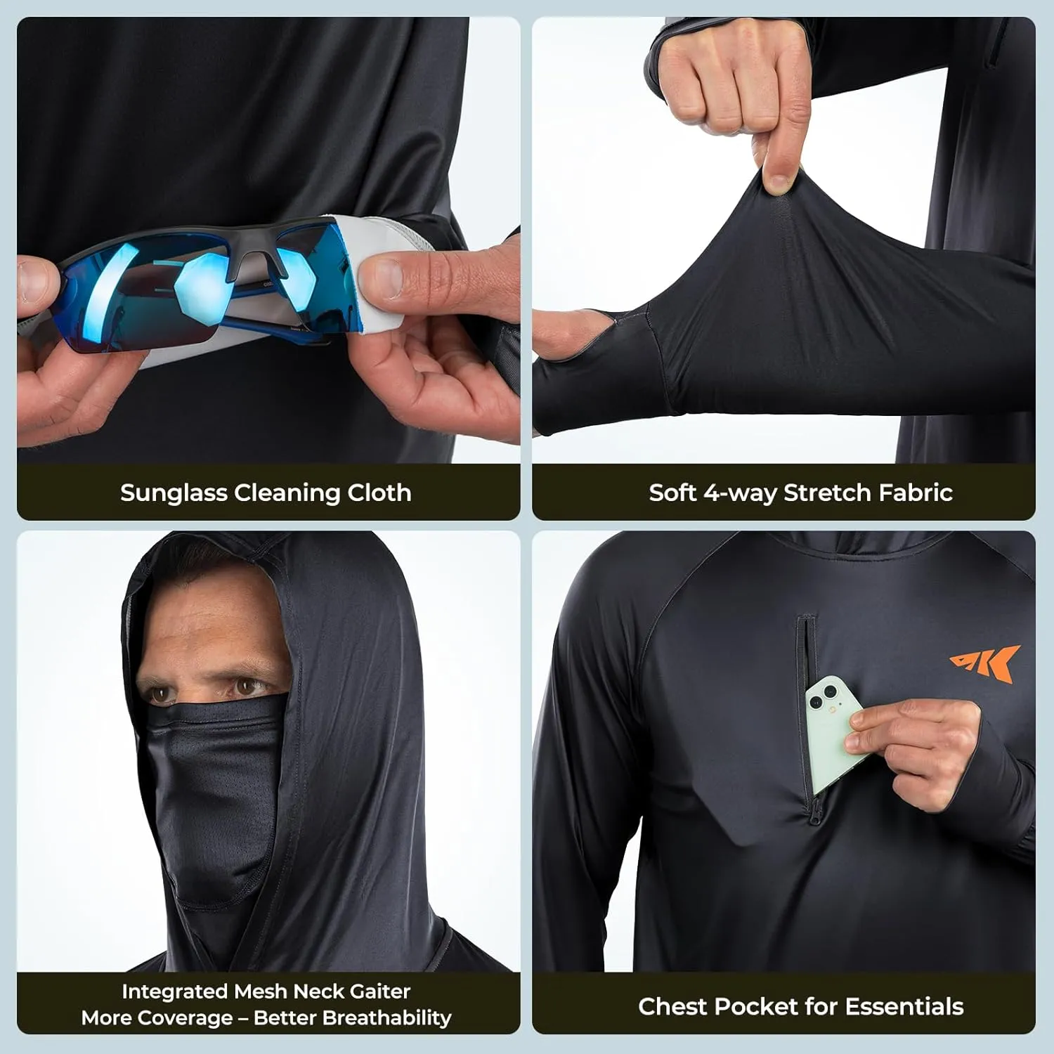 KastKing Sun Tamer Performance Fishing Hoodie, UPF 50 Sun Protection Shirt, Built-in Neck Gaiter, HYDROCOOLING Cooling Fabric