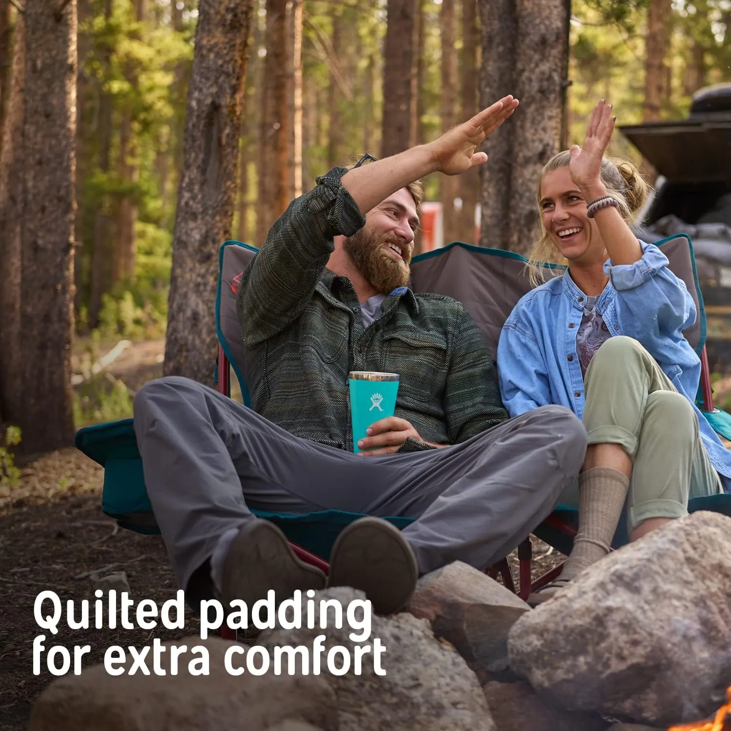 Kelty Low Loveseat Double 2 Person Camping Chair, Two Person Foldable Seat for Festivals, Concerts, Tailgates, Beach Days, Low Seat Height