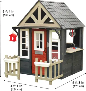 KidKraft Riverscape Wooden Playhouse with Working Doorbell, Fence, Kitchen and Pet Door
