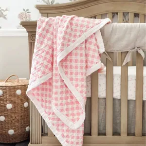 Kid's Primrose Plaid Throw Blanket In Pink