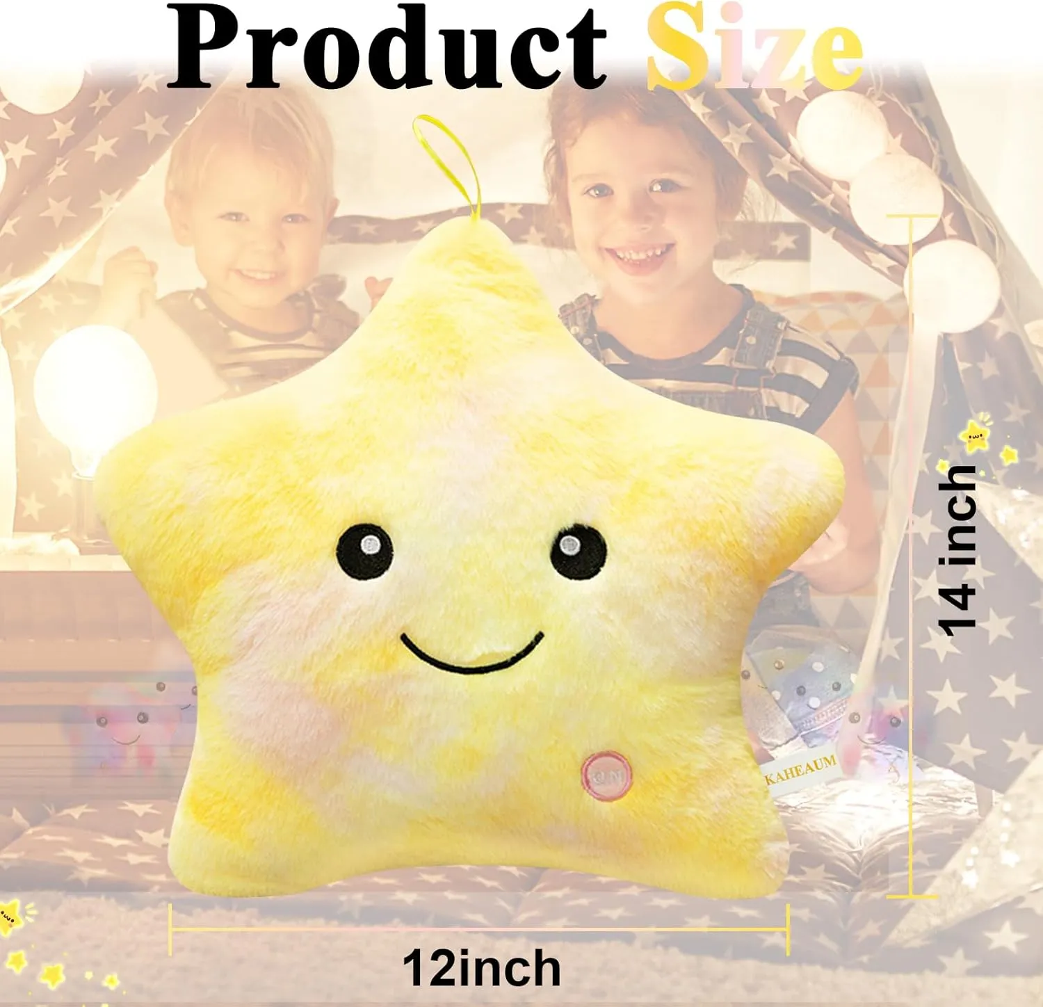Kids Star Pillow Light Up Stuffed Animal for Girls Decorative Pillows Plushies for Boys Children Teens Adults Gifts on Birthday Christmas Valentines,Twinkle Star Throw Pillow Night Plush Toys