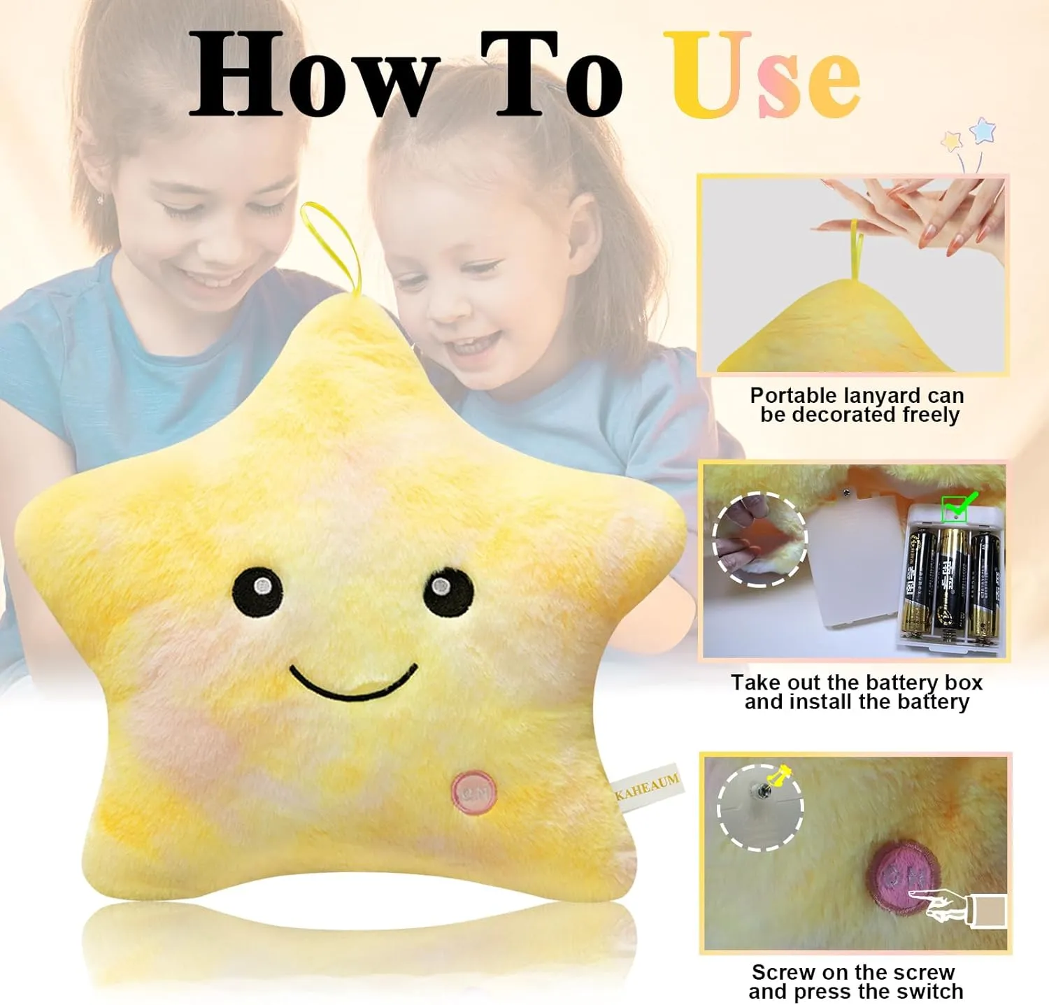 Kids Star Pillow Light Up Stuffed Animal for Girls Decorative Pillows Plushies for Boys Children Teens Adults Gifts on Birthday Christmas Valentines,Twinkle Star Throw Pillow Night Plush Toys