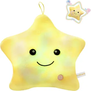 Kids Star Pillow Light Up Stuffed Animal for Girls Decorative Pillows Plushies for Boys Children Teens Adults Gifts on Birthday Christmas Valentines,Twinkle Star Throw Pillow Night Plush Toys