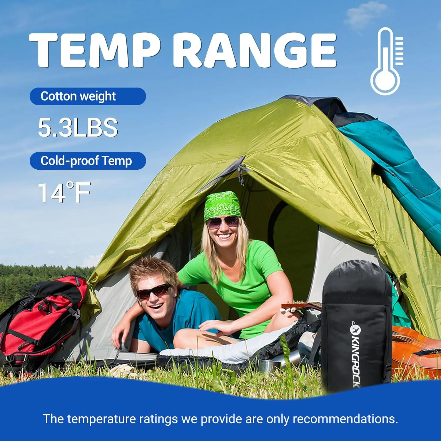 KINGROCK Sleeping Bags for Adults Backpacking Lightweight Waterproof- Cold Weather Sleeping Bag