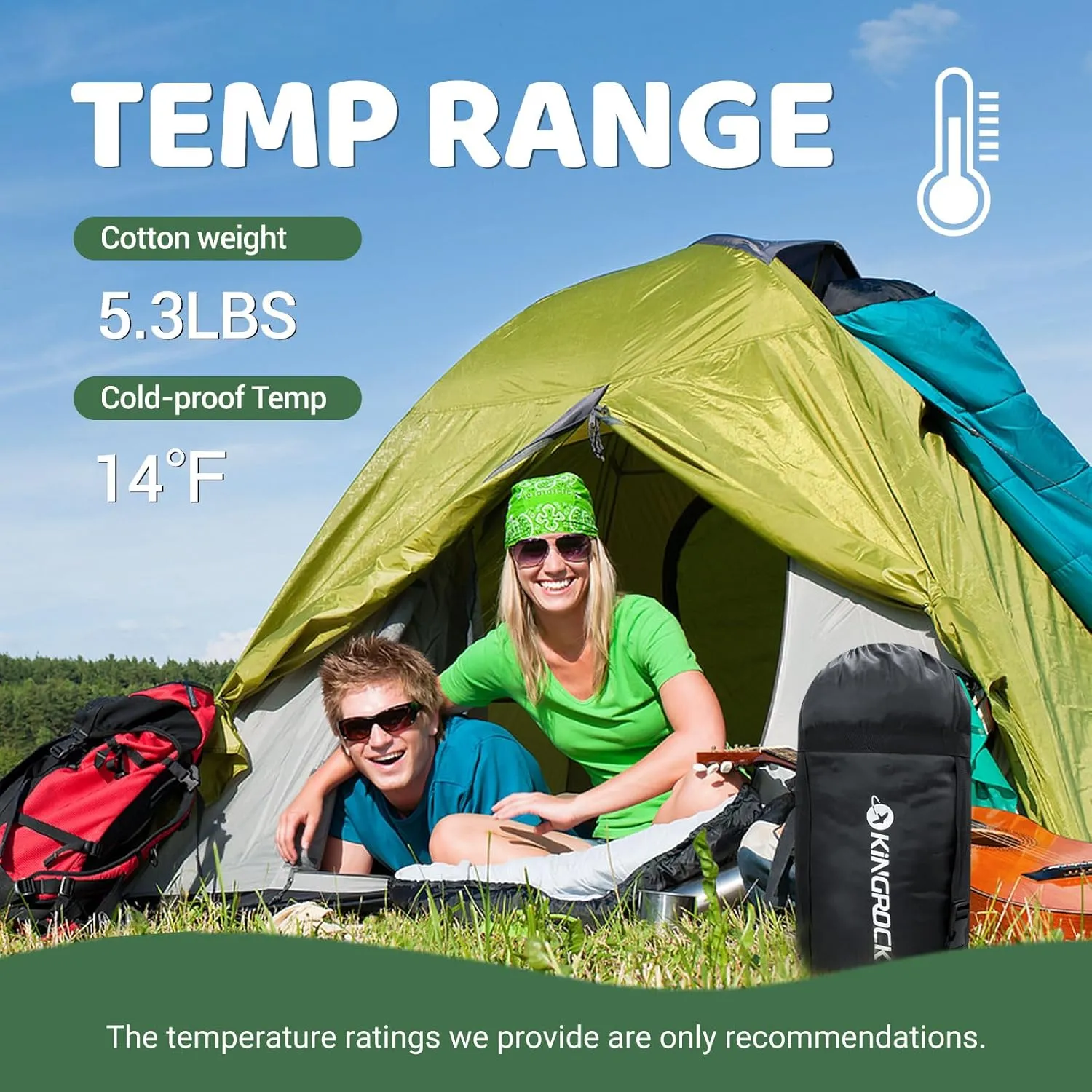 KINGROCK Sleeping Bags for Adults Backpacking Lightweight Waterproof- Cold Weather Sleeping Bag