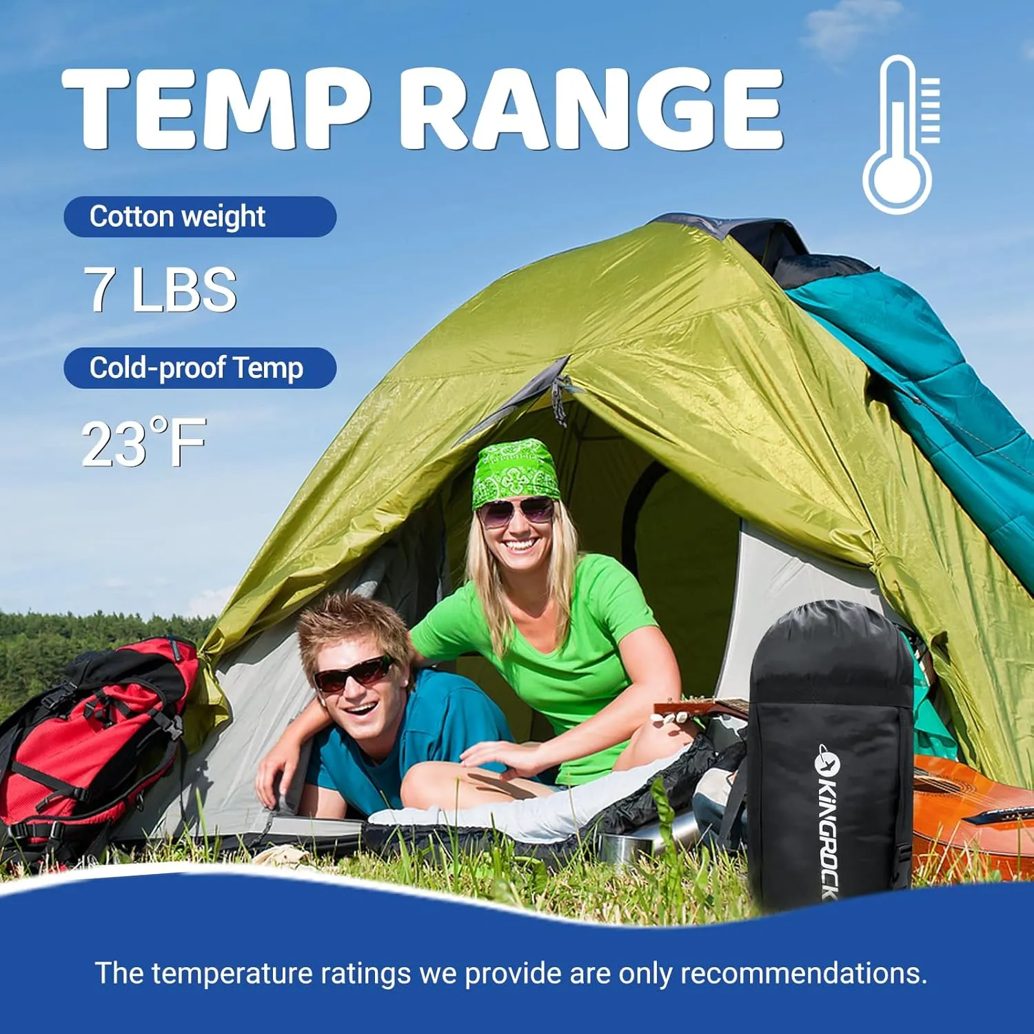 KINGROCK Sleeping Bags for Adults Backpacking Lightweight Waterproof- Cold Weather Sleeping Bag