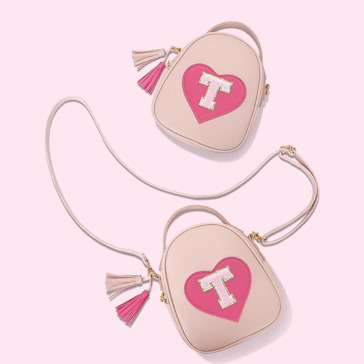 KKXIU Purse Gifts for Girls Cute Little Girl Crossbody Bag Heart Kids Small Backpack with Tassel (T)