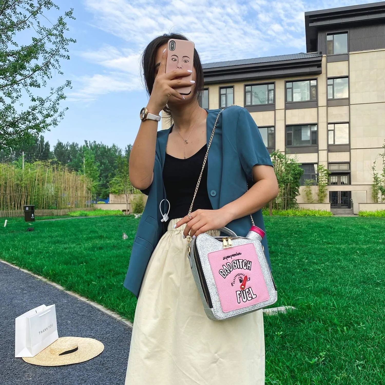KUANG! Women's Fashion Sequin Crossbody Bag - Fun Gasoline Handbag Shoulder Bag for Women
