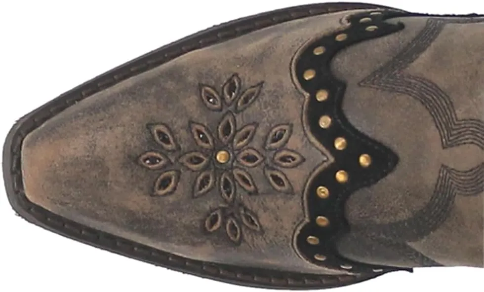 Laredo Womens Skyla Studded Embroidered Snip Toe Casual Boots Mid Calf Mid Heel 2-3" - Brown