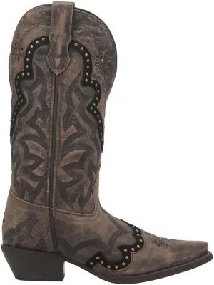 Laredo Womens Skyla Studded Embroidered Snip Toe Casual Boots Mid Calf Mid Heel 2-3" - Brown