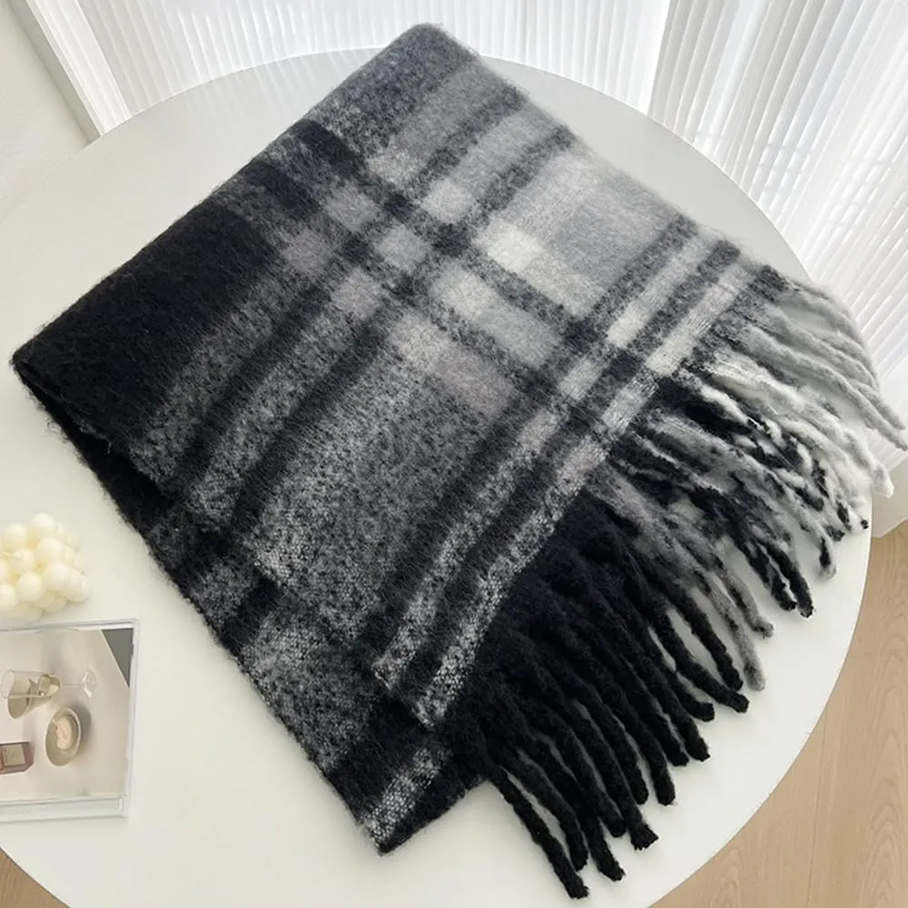 Large Chunky Plaid Scarf Checked Colorful Oversized Scarves Soft Big Cashmere Wool Thick Winter Warm Blanket Women