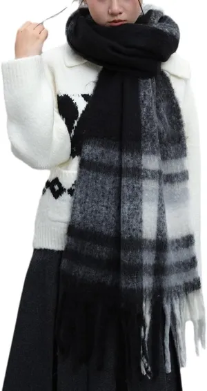 Large Chunky Plaid Scarf Checked Colorful Oversized Scarves Soft Big Cashmere Wool Thick Winter Warm Blanket Women