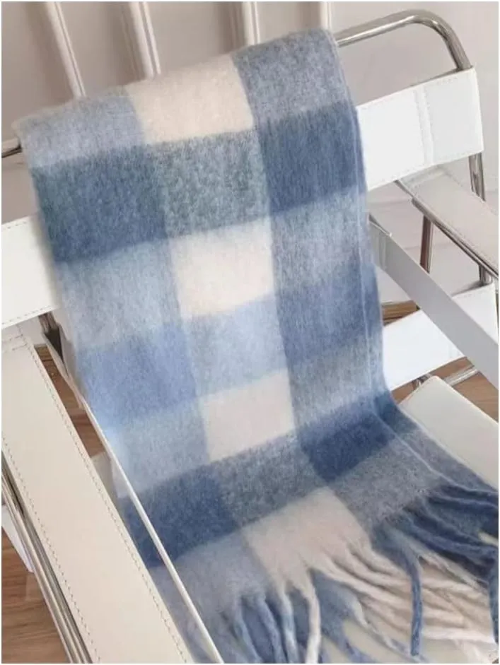 Large Chunky Plaid Scarf Checked Colorful Oversized Scarves Soft Big Cashmere Wool Thick Winter Warm Blanket Women