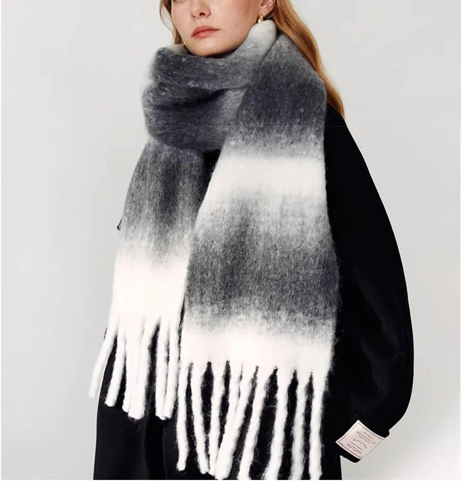 Large Chunky Plaid Scarf Checked Colorful Oversized Scarves Soft Big Cashmere Wool Thick Winter Warm Blanket Women