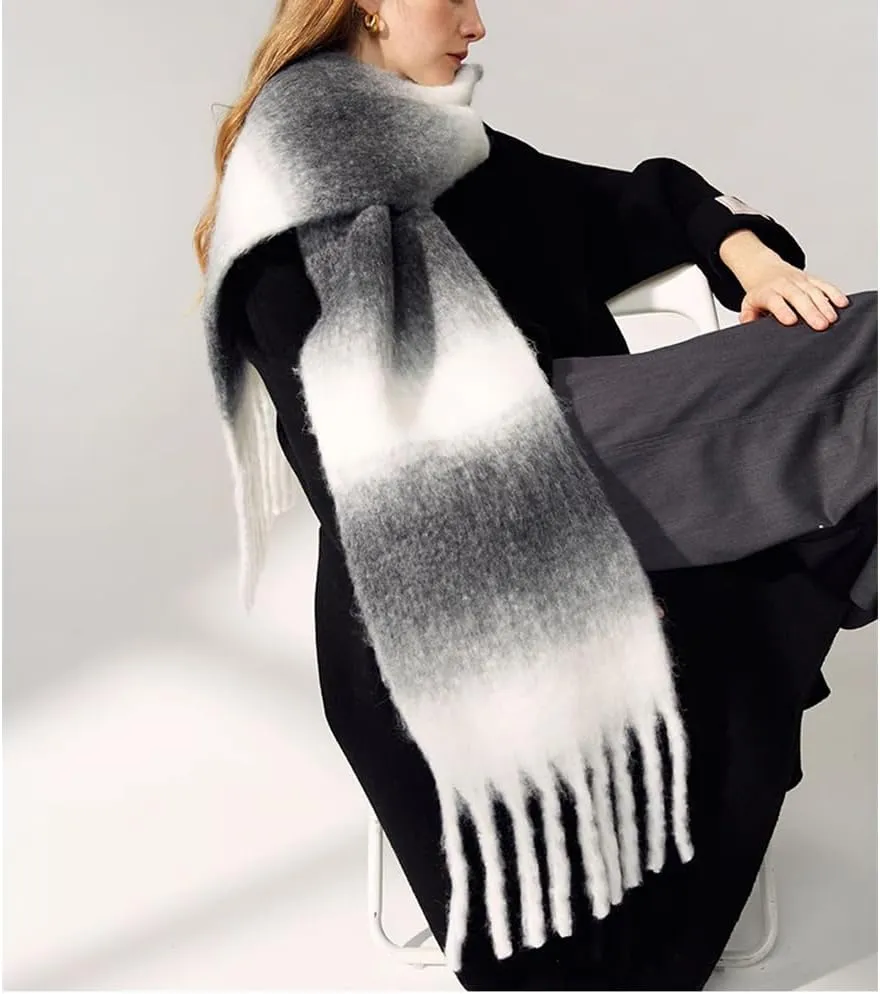 Large Chunky Plaid Scarf Checked Colorful Oversized Scarves Soft Big Cashmere Wool Thick Winter Warm Blanket Women