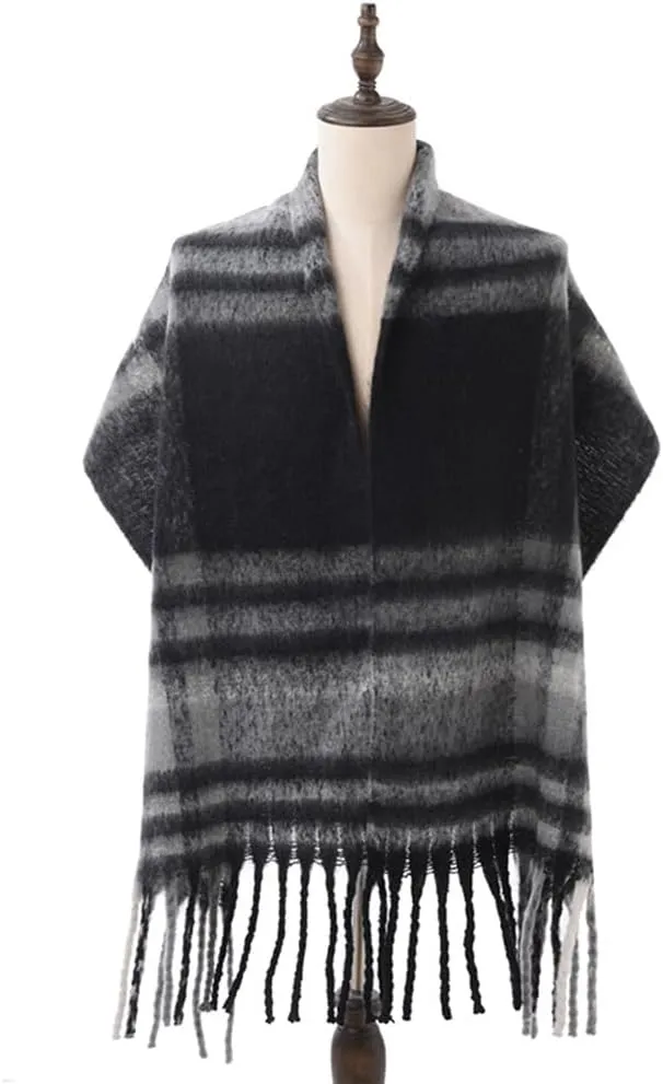 Large Chunky Plaid Scarf Checked Colorful Oversized Scarves Soft Big Cashmere Wool Thick Winter Warm Blanket Women
