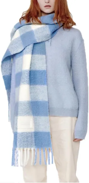 Large Chunky Plaid Scarf Checked Colorful Oversized Scarves Soft Big Cashmere Wool Thick Winter Warm Blanket Women
