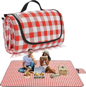Large Picnic Blanket Beach Blanket Waterproof Sandproof Outdoor Blanket Foldable Beach Mat Sandfree Handy Mat with Carry Strap Lightweight Beach Mat fit 2 to 4 Adults for Beach Grass Lawn Park