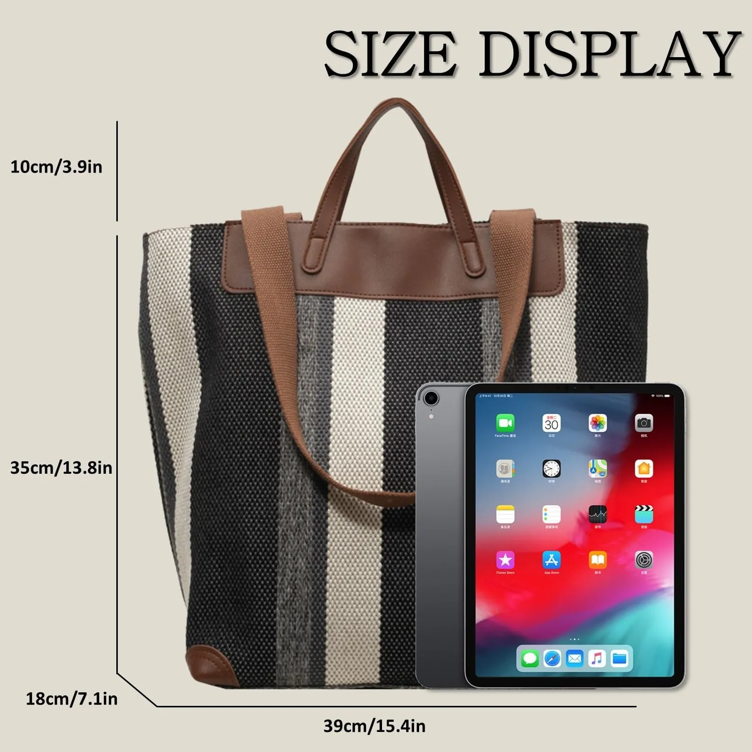 Large Women's Work Tote Bag – Laptop Compartment,Canvas Shoulder Bag for Office & Daily Use,Tote Bag with Spacious Storage