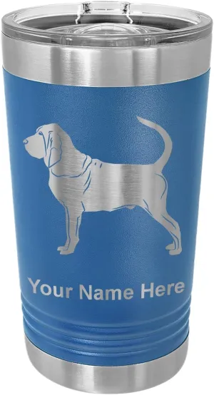 LaserGram 16oz Vacuum Insulated Pint Tumbler, Bloodhound Dog, Personalized Engraving Included (Dark Blue)