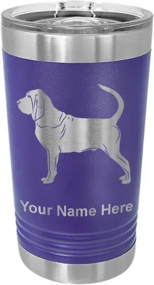 LaserGram 16oz Vacuum Insulated Pint Tumbler, Bloodhound Dog, Personalized Engraving Included (Dark Purple)