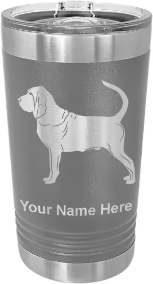 LaserGram 16oz Vacuum Insulated Pint Tumbler, Bloodhound Dog, Personalized Engraving Included (Gray)