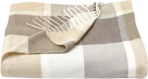 Lavish Home Soft Throw Blanket - Oversized, Vintage-Look, and Cashmere-Like Woven Acrylic Throw for Breathable Comfort (Gray/Tan Plaid)