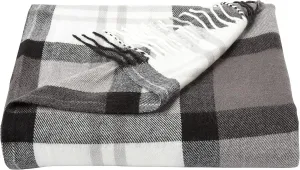 Lavish Home Soft Throw Blanket - Oversized, Vintage-Look, and Cashmere-Like Woven Acrylic Throw for Breathable Comfort (Gray/White Plaid)