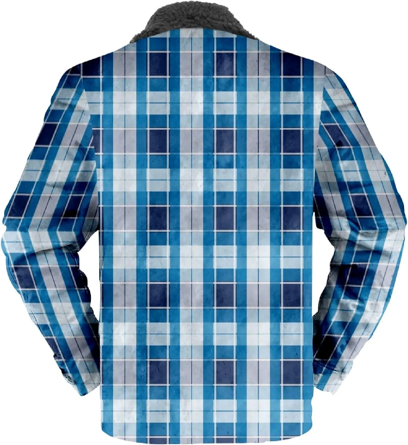 LCMTWX Fleece Plaid Flannel Jacket Pocket Hooded Padded Loose Shirt Top Jacket Coats Shirt Plaid Cotton Hoodies Men Plus