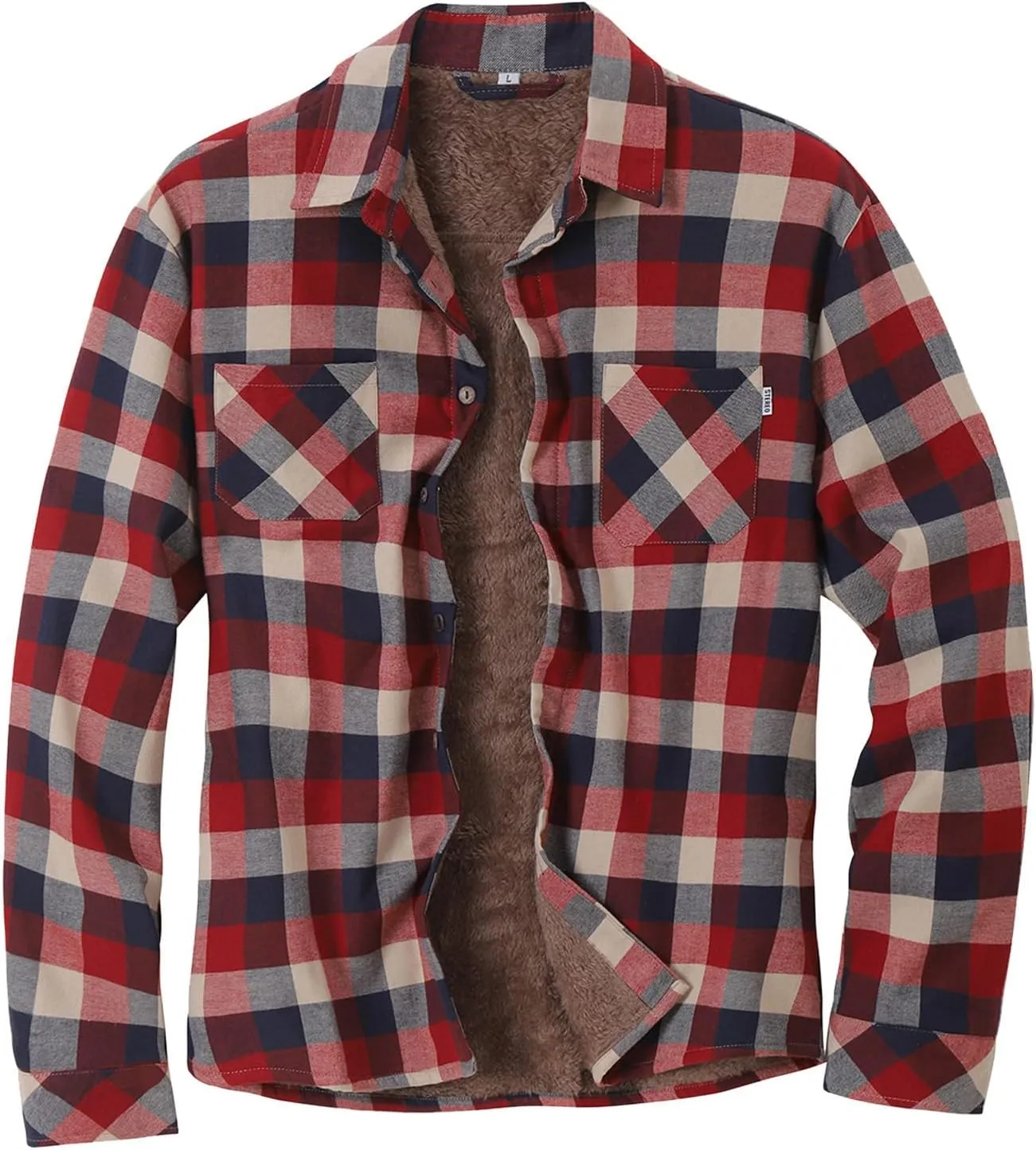 LCMTWX Fleece Plaid Flannel Jacket Pocket Hooded Padded Loose Shirt Top Jacket Coats Shirt Plaid Cotton Hoodies Men Plus