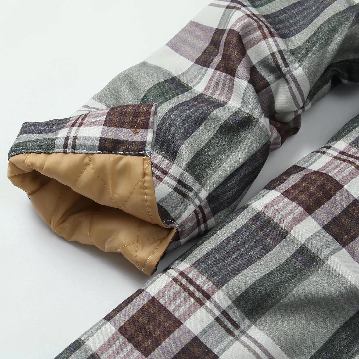 LCMTWX Men's Fleece Flannel Jackets Print Hooded Zipper Pocket Long Sleeve Shirt Patchwork Jacket Casual Loose Thickened