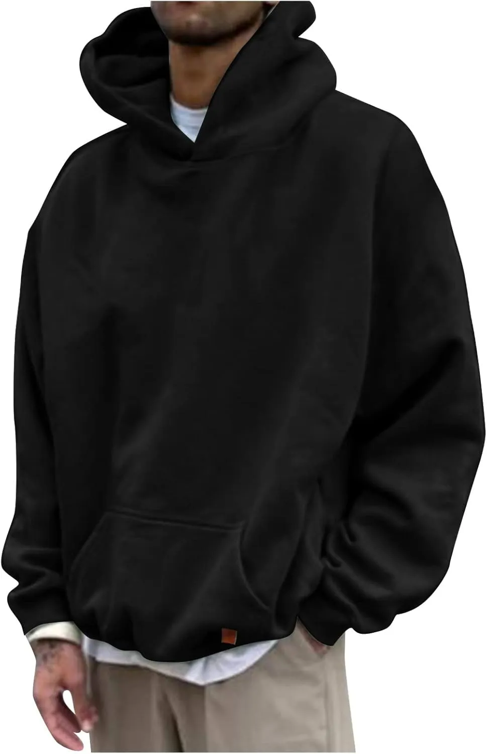 LCMTWX Mens Hoodies Pullover Casual Loose Solid Hooded Sweater Top Graphic Solid Color Sweatshirt Solid Color