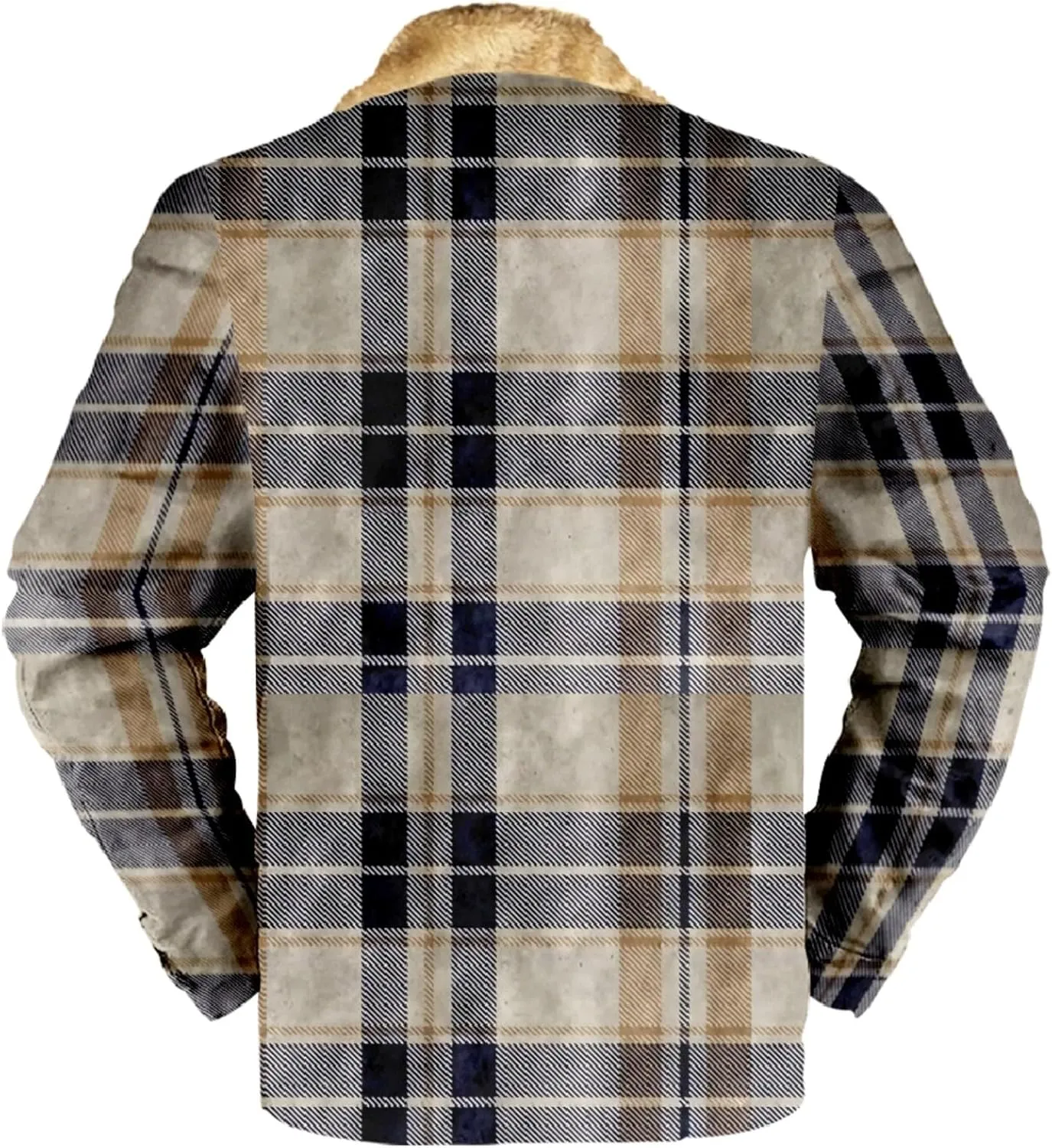 LCMTWX Mens Plaid Flannel Jacket Plaid Print Hooded Zipper Pocket Long Sleeve Shirt Patchwork Jacket Loose Thickened Casual