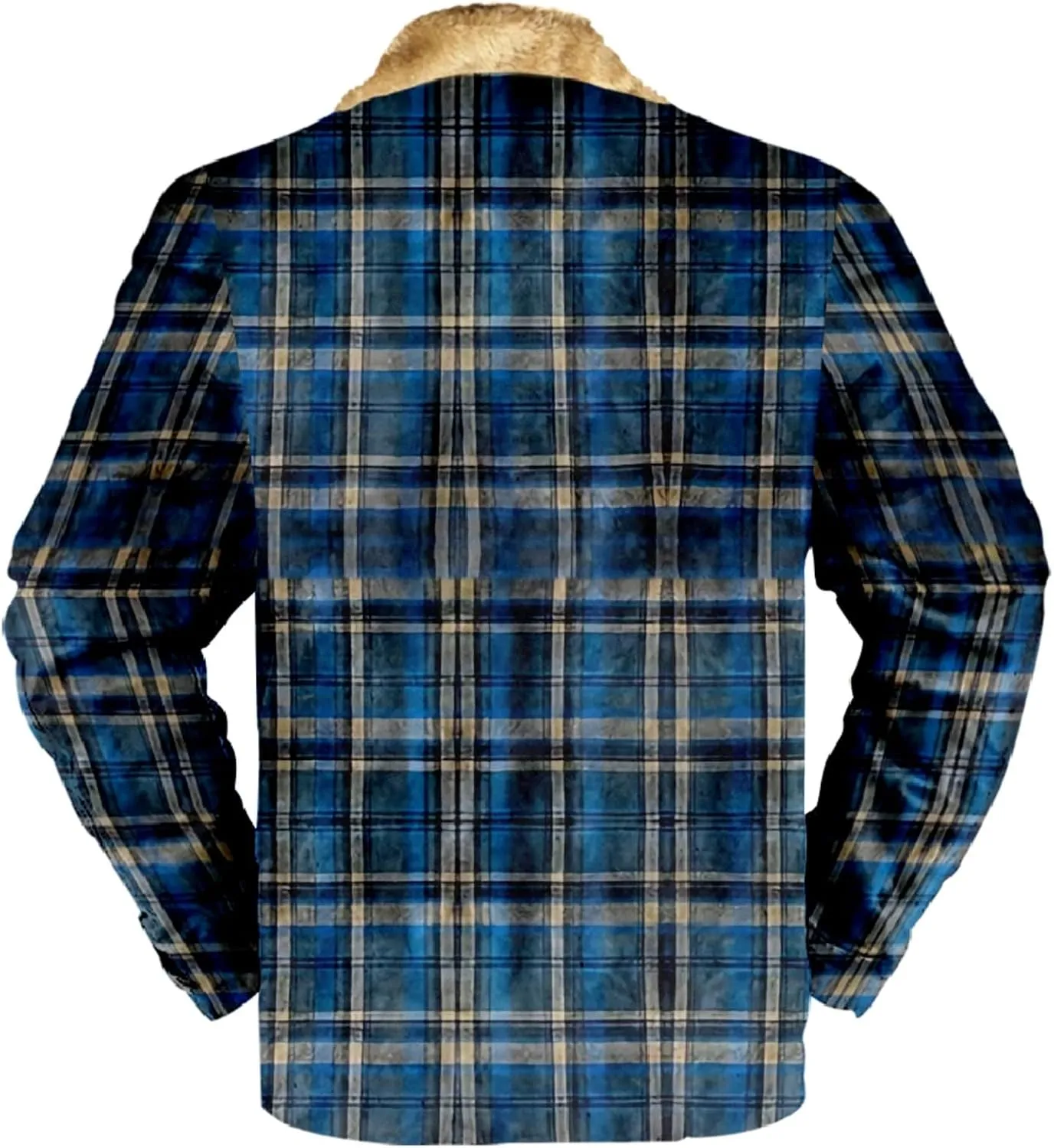LCMTWX Mens Plaid Flannel Jacket Pocket Hooded Padded Loose Shirt Top Jacket Coats Casual Long Sleeve Coat with