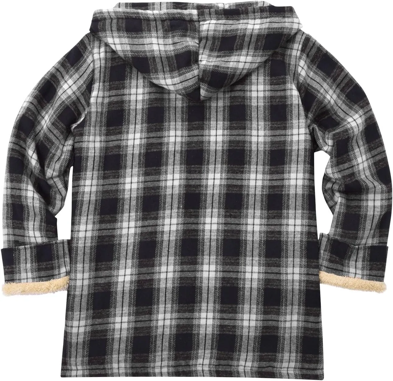 LCMTWX Mens Plaid Flannel Jacket Pullover Sweatshirt Jacket Button Collar Warm Sweater Coat with Hood for Men Sherpa Button