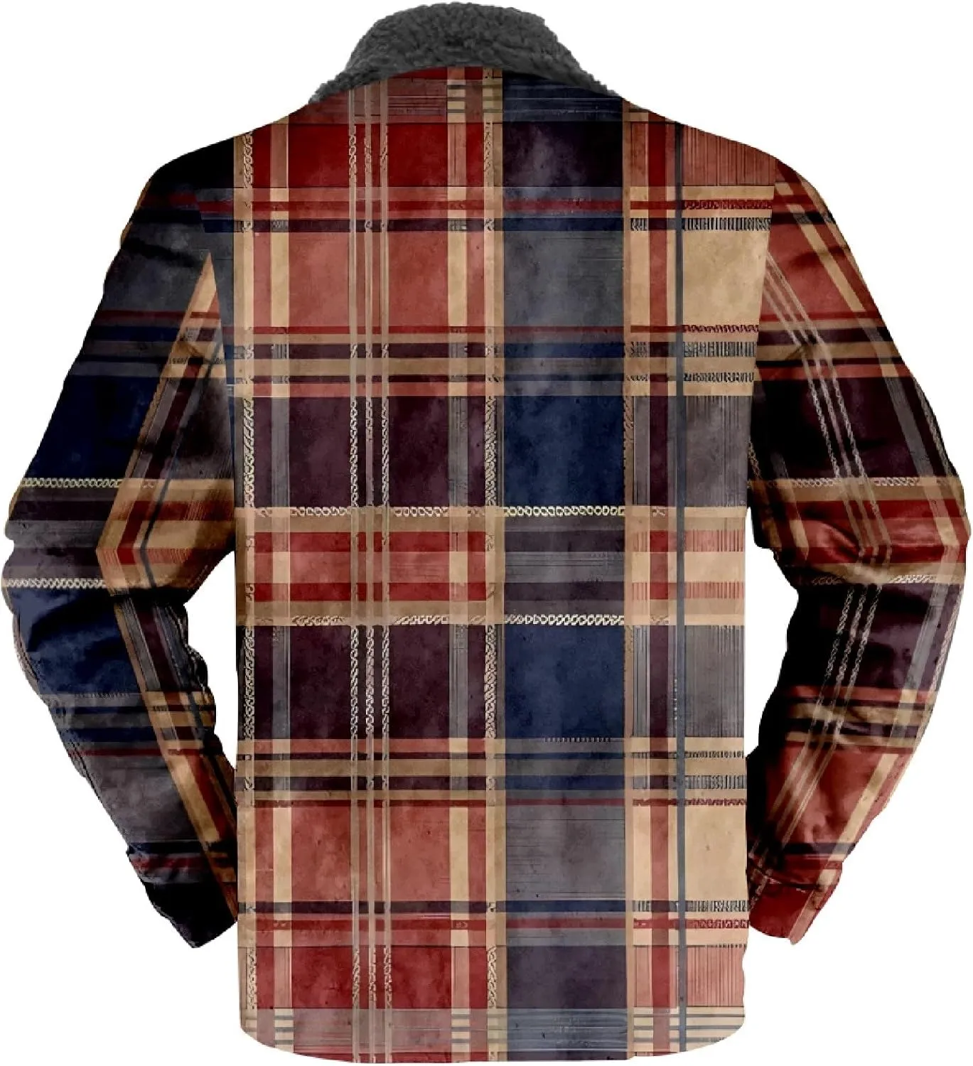 LCMTWX Men's Plaid Hooded Shirts Print Hooded Zipper Pocket Long Sleeve Shirt Patchwork Jacket Casual Loose Thickened