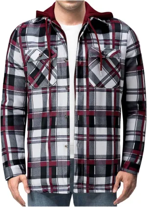 LCMTWX Mens Plaid Jacket Casual Plaid Print Lapel Button Down Pocket Long Sleeve Shirt Patchwork Jacket Thickened ​Coat
