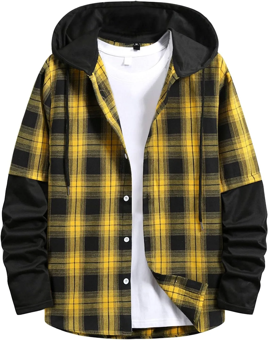 LCMTWX Mens Plaid Jacket Winter Plaid Lapel Pocket Loose Coat Jacket Woolen Coat Top Blouse Fleece Button Down Jackets