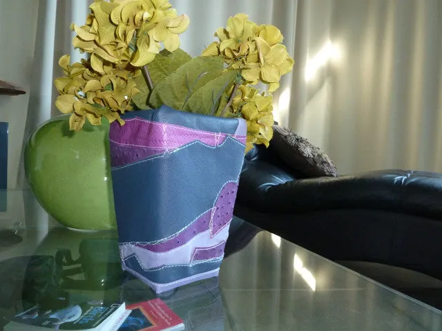 Leather Patchwork Vase