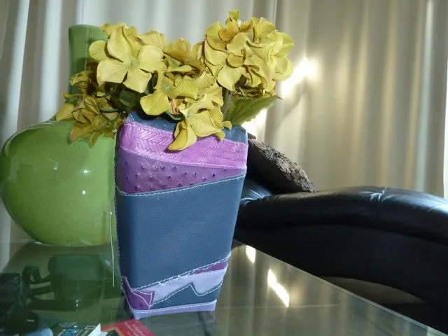 Leather Patchwork Vase