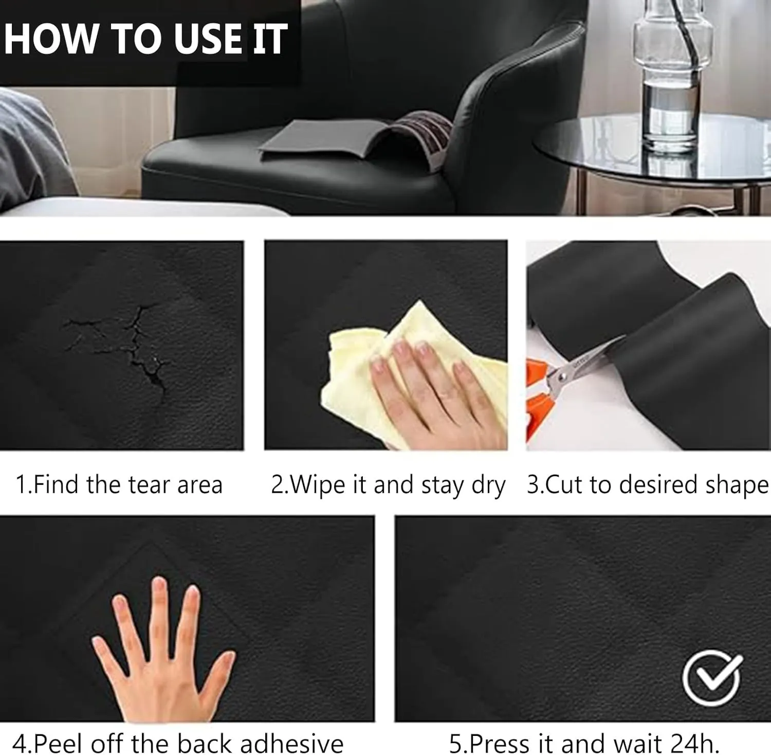 Leather Repair Patch Self Adhesive Kit for Furniture Leather Repair Tape for Car Seat Couch Chair Handbag Recliner53.9in(Orange,19.6x53.9in)