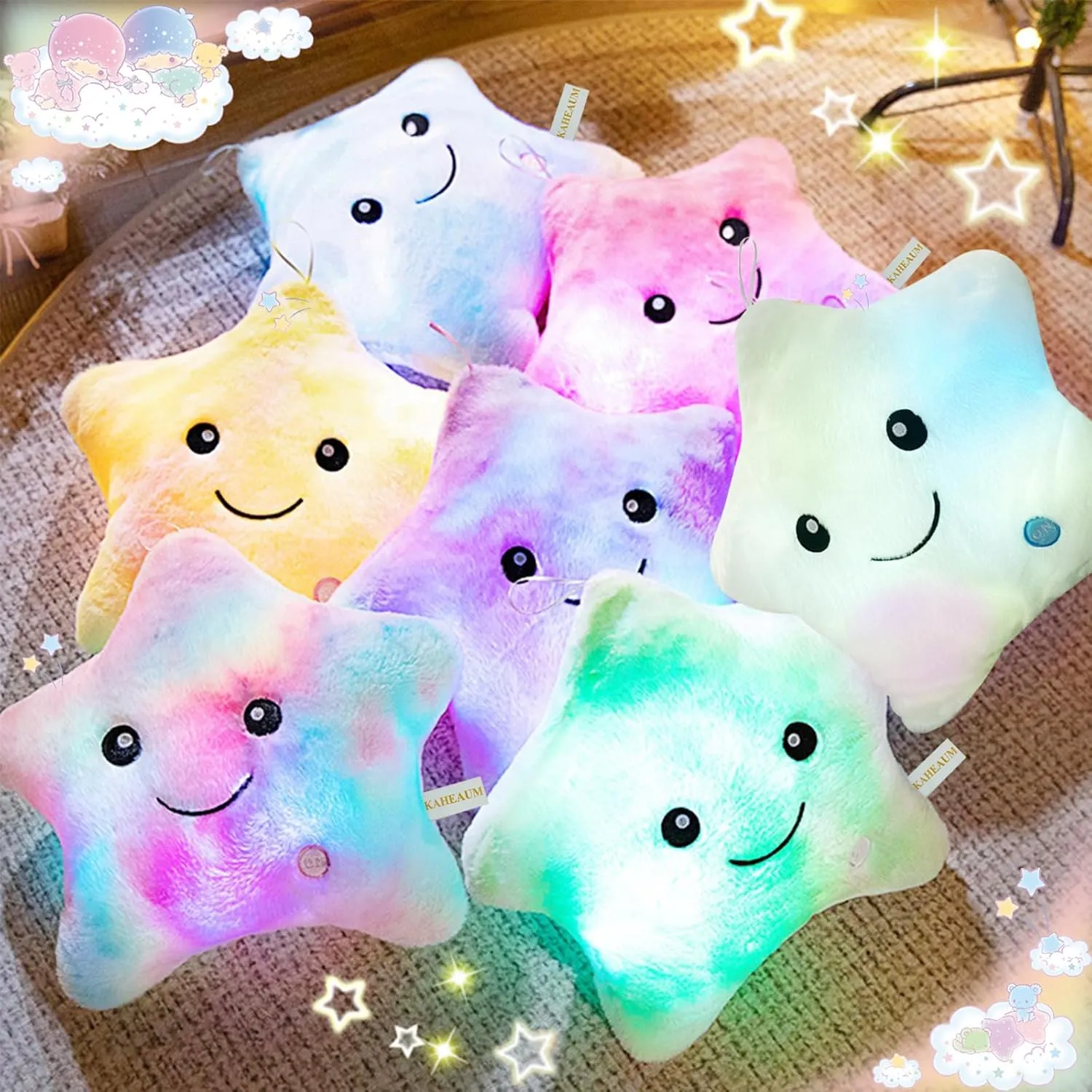 LED Night Light Up Star Pillows for Kids Pillows Girls Boys Childrens Daughter Girlfriend Plushie Birthday Christmas, Creative Glowing Stuffed Animal Toys Plush Pillows Colorful