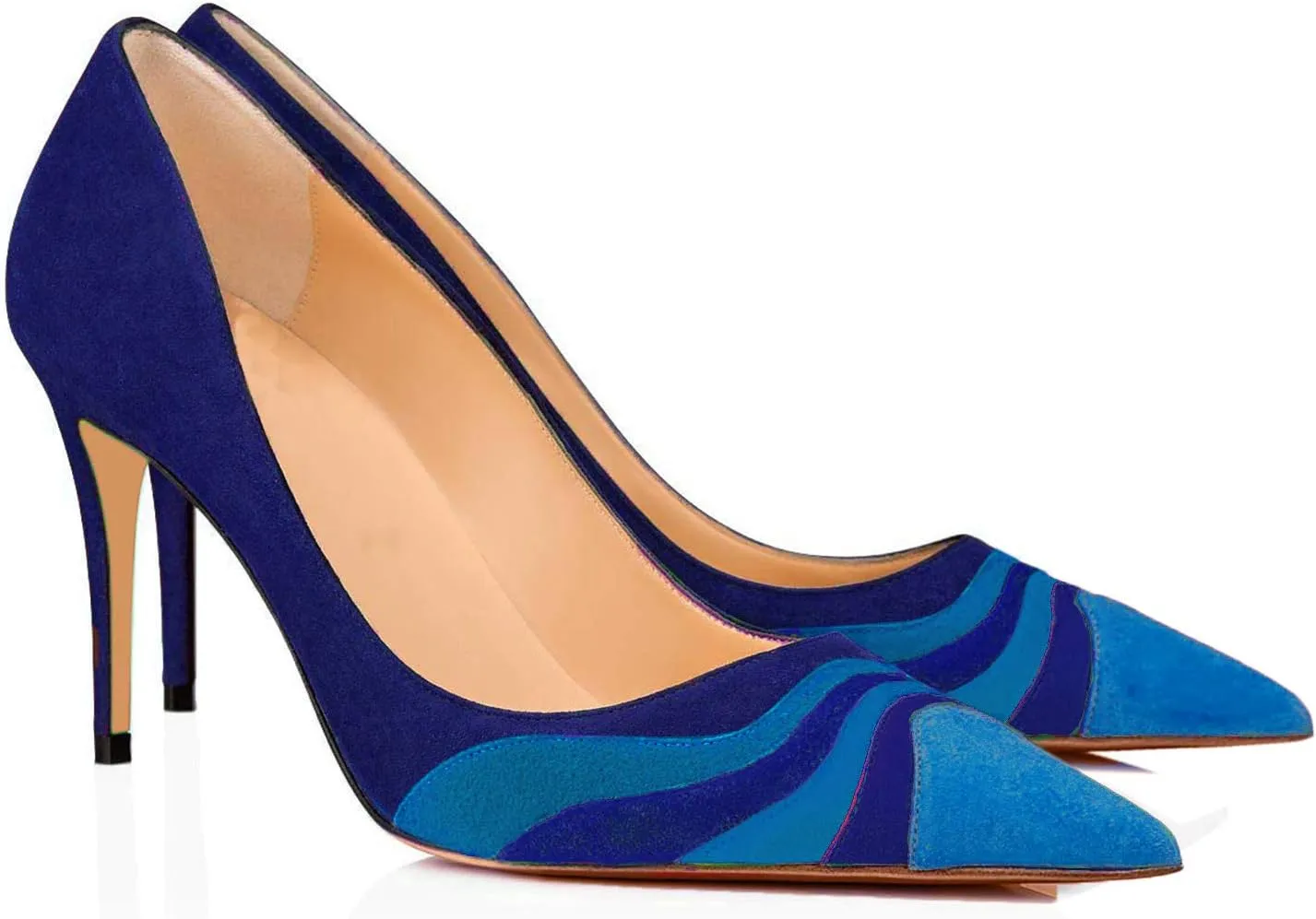 LEHOOR Women Rainbow Kitten Heels Pumps Pointed Toe Suede Stiletto, 3 inch High Heel Pumps Multicolor Closed Toe Classic for Ladies Dress Party 4-15 M US