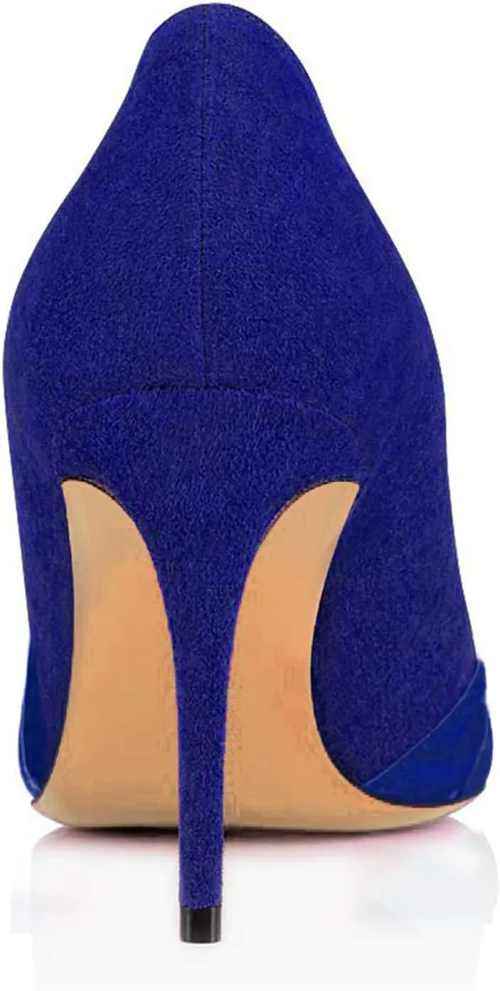 LEHOOR Women Rainbow Kitten Heels Pumps Pointed Toe Suede Stiletto, 3 inch High Heel Pumps Multicolor Closed Toe Classic for Ladies Dress Party 4-15 M US