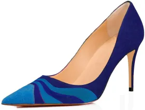 LEHOOR Women Rainbow Kitten Heels Pumps Pointed Toe Suede Stiletto, 3 inch High Heel Pumps Multicolor Closed Toe Classic for Ladies Dress Party 4-15 M US