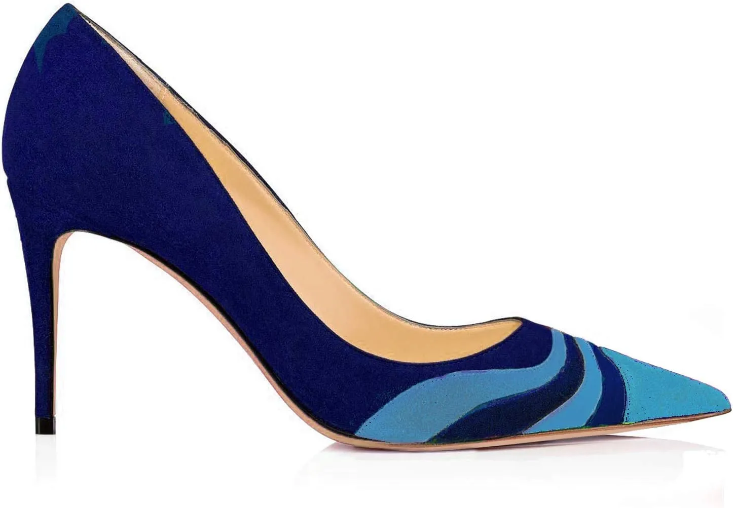 LEHOOR Women Rainbow Kitten Heels Pumps Pointed Toe Suede Stiletto, 3 inch High Heel Pumps Multicolor Closed Toe Classic for Ladies Dress Party 4-15 M US