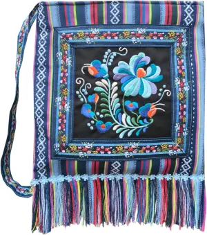 Leimandy Boho Embroidered Crossbody Bag 11 * 11 Inches Double Side Strap Built-in Pocket Ethnic Bags L6