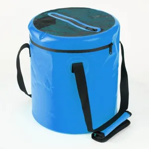 LEIYAN Collapsible Fishing Bucket with Lid,Folding Water Storage Container Water Bucket Portable Wash Basin for Outdoor Travelling Camping Fishing Gardening Car Washing (Color : Blue, Size : 16L)