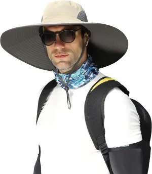 Leotruny Men Wide Brim Sun Hats UPF50  Waterproof Breathable Bucket Hat for Fishing, Hiking, Camping
